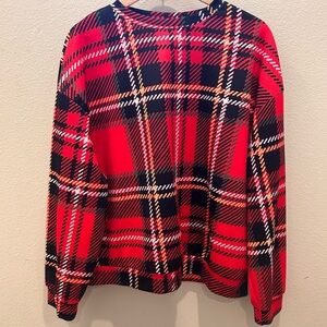 Red and Black Classic Plaid Blouse Top Size XL